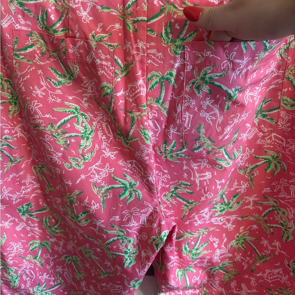 Lilly Pulitzer Pink Palm Tree Print Capri Pants Women’s 8 Tropical - Picture 4 of 8